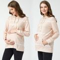 Maternity Tie dye Print Long-sleeve Kangaroo Pocket Drawstring Hooded Sweatshirt LightKhaki
