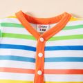 Baby Boy Allover Colorful Dinosaur/Stripe Print Short-sleeve Snap Romper COLOREDSTRIPES