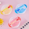 Baby Transparent Integrated Sucker Bowl with Silicone Temperature Spoon safe and durable Baby Self-Feeding Utensils Set for Self-Training Yellow