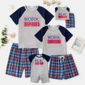 Mosaic Letter and Plaid Print Color Block Family Matching Sets（Flame Resistant） Grey