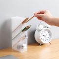 Oblique Insert Frosted Pen Holder Plastic Pen Organizer Storage Multifunctional 4 Compartments Desk Organizer Stationery Supply White