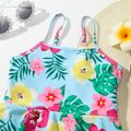 Kid Girl Floral Print Ruffled Mesh Design Onepiece Cami Swimsuit OffWhite image 3