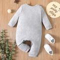 Baby Boy 95% Cotton Long-sleeve Cartoon Animal Print Grey Jumpsuit Light Grey