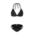 Maternity Black Halter Triangle Thong Bikini Swimsuit / Maternity White Schiffy Wrap Knot Cover-Up Skirt Black