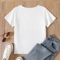Women Graphic Heart and Letter Print V Neck Short-sleeve T-shirt White