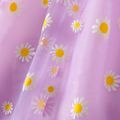 Kid Girl Floral Print Flounce Square Neck Mesh Cami Dress Light Purple