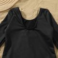Toddler Girl Animal Print Ruffled Long-sleeve Black Onepiece Swimsuit Black