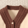 Baby Boy/Girl Long-sleeve Button Front Contrast Color Knitted Cardigan Sweater Apricot image 3