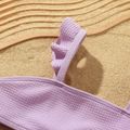 2pcs Toddler Girl Ruffled Textured Light Purple Swimsuit Set Light Purple