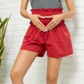 Maternity Smocked Red Casual Pants Burgundy image 1