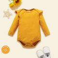 Baby Solid color Flutter-sleeve Long-sleeve Romper Ginger image 1