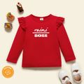 Toddler Girl Graphic Letter Print Ruffled Long-sleeve Tee Red