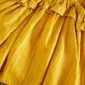 2pcs Toddler Girl 100% Cotton Ruffled Yellow Camisole and Pineapple Stripe Skirt Set Color block