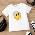 Kid Boy Casual Face Graphic Print Short-sleeve Tee White