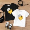Kid Boy Casual Face Graphic Print Short-sleeve Tee White
