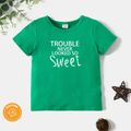Toddler Graphic Letter Print Short-sleeve Tee Green