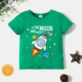 Toddler Graphic Rocket and Stars Print Short-sleeve Tee Green