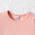 2pcs Baby Boy/Girl 95% Cotton Short-sleeve Letter Print T-shirt with Shorts Set Pink image 3