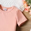 2pcs Baby Boy/Girl 95% Cotton Short-sleeve Letter Print T-shirt with Shorts Set Pink image 4