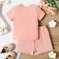 2pcs Baby Boy/Girl 95% Cotton Short-sleeve Letter Print T-shirt with Shorts Set Pink