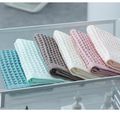 100% Cotton Pure Color Waffle Washcloths Hand Towel Soft Comfortable Absorbent Towel for Bathroom Kitchen Pink