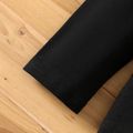 2pcs Kid Boy Letter Number Print Long-sleeve Black Tee and Camouflage Print Colorblock Pants Set Black