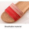 Women Flax Slippers Breathable Lightweight Tatami Slippers Open Toe Red image 2