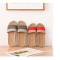 Women Flax Slippers Breathable Lightweight Tatami Slippers Open Toe Red