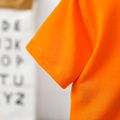 2pcs Kid Boy Letter Print Patchwork Short-sleeve Orange Tee and Cargo Shorts Set Orange