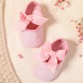 Baby / Toddler Ribbed Bow Decor Pink Embroidered Prewalker Shoes Pink