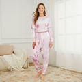 Maternity Tie Dye Long-sleeve Tee and Pants Pajamas Lounge Set Pink