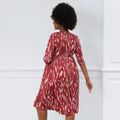 Maternity Geometry Pattern Long-sleeve Dress Red