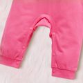 Baby Girl 95% Cotton Ruffle Long-sleeve Letter Print Jumpsuit Dark Pink
