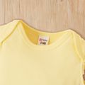 100% Cotton Baby Girl Letter Print Flutter-sleeve Romper Pale Yellow