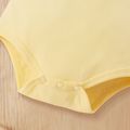 100% Cotton Baby Girl Letter Print Flutter-sleeve Romper Pale Yellow
