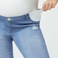 Maternity Sew Frayed Trim Ripped Jeans Light Blue