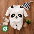 100% Cotton 2pcs Panda Print 3D Ear Design Long-sleeve Baby Set Black/White