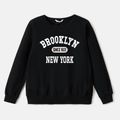 Family Matching 100% Cotton Long-sleeve Letter Print Pullover Sweatshirts Color block