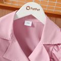 Kid Girl Ruffled Lapel Collar Double Breasted Long-sleeve Pink Trench Coat Dress Pink image 3