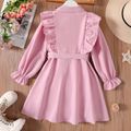 Kid Girl Ruffled Lapel Collar Double Breasted Long-sleeve Pink Trench Coat Dress Pink image 2