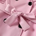Kid Girl Ruffled Lapel Collar Double Breasted Long-sleeve Pink Trench Coat Dress Pink image 5