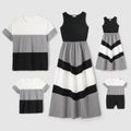Family Matching Colorblock Spliced Tank Dresses and Short-sleeve T-shirts Sets MultiColour
