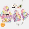 100% Cotton Letter Print Colorful Tie Dye Long-sleeve Hoodies for Mom and Me Colorful image 1
