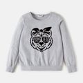 Family Matching 100% Cotton Long-sleeve Animal & Letter Print Pullover Sweatshirts Color block