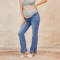 Maternity Side Slit Hem Jeans DeepBlue