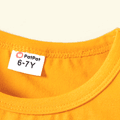 Kid Girl Halloween Face Graphic Print Ruffled Short-sleeve Cotton Tee Orange