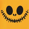 Kid Girl Halloween Emojis Print Ruffled Short-sleeve Cotton Tee Orange