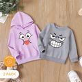 2-Pack Toddler Girl/Boy Face Graphic Print Cotton Hooded Sweatshirt/Pullover Multi-color
