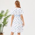 Nursing Floral Print Belted Short-sleeve Dress BLUEWHITE image 5