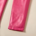 Kid Girl Solid Color Metallic Elasticized Leggings Pink image 3
